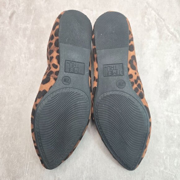 Animal Print Flats 7 Wide Fit Brown Black Pointed Toe Preppy Slip On Loafer Shoe - Picture 7 of 11